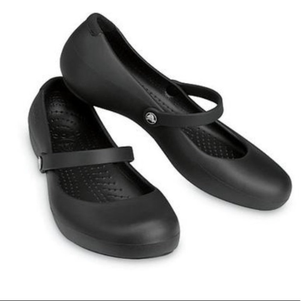Crocs Black Mary Jane Work Flats